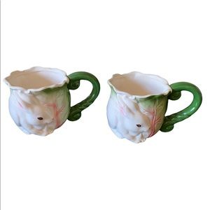 Vintage Easter Bunny Rabbit Coffee Mugs Set Of 2 Applause Embossed Handle READ